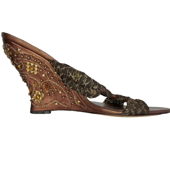 ColeHaan Embellished Wedge Sandals Size 10 - Picture 10 of 16